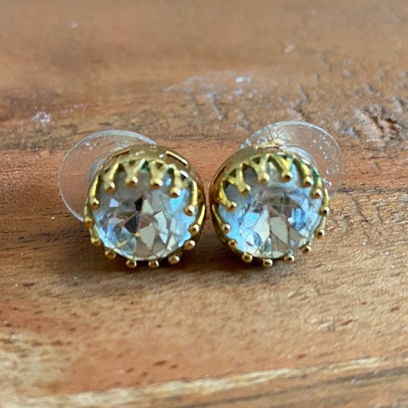 Stella & Dot Crystal Gold Stud Earrings - Picture 1 of 2